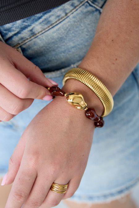 Bracelets en acier inoxydable à perles, forme irrégulière, collection décontractée et simple pour femmes 2