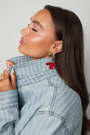Boucles D'Oreilles Rondes Avec Fleur Pendante h5 Image2