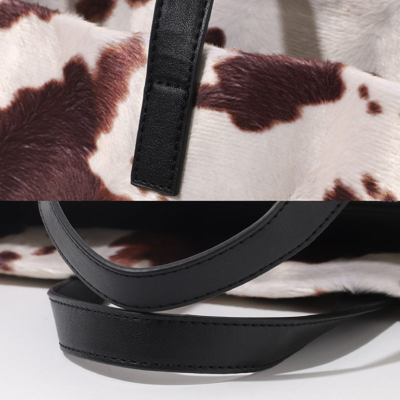 Sacs Cabas Carrés Pour Femmes, Style Décontracté, Couleur Unie Duveteuse, Imprimé Léopard Et Animaux, En Velours Côtelé. h5Image9