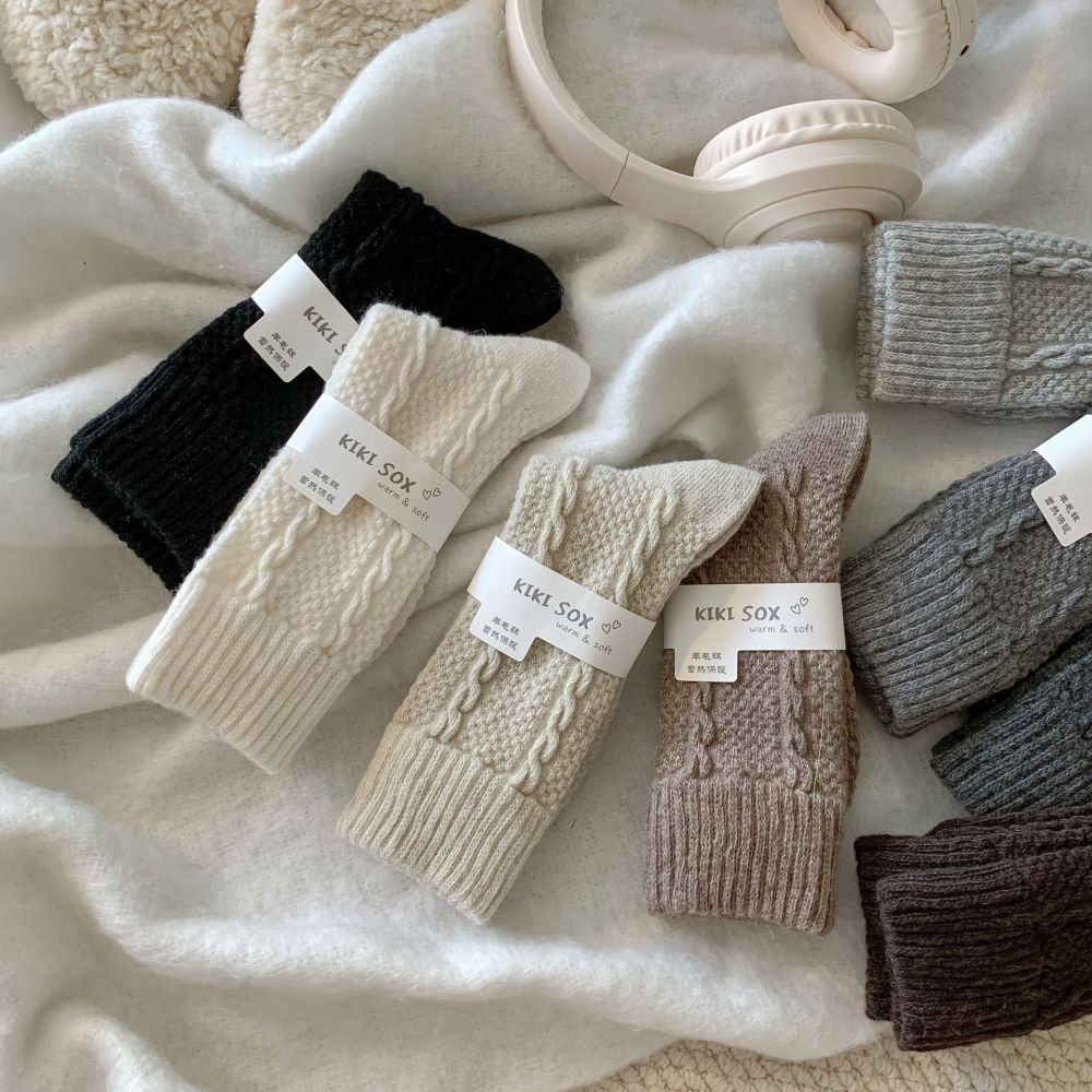 Chaussettes Mi-Mollet Basiques À Rebond Léger, Couleur Unie h5Image4