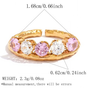 Bagues En Acier Inoxydable Étanches Couleur Or Avec Zircon, Forme Irrégulière, Collection Simple Series, Pour Un Usage Quotidien. Elles Sont Ornées De Zircon Et Sont Conçues Pour Un Usage Quotidien. h5 