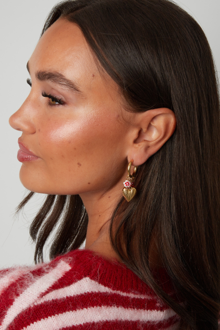 Boucles d'oreilles en acier inoxydable avec perles en forme de cœur, collection romantique décontractée pour le quotidien, bijoux pour femmes 2