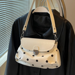 Sacs À Bandoulière Pour Femmes En Pu À Pois Et Accessoires Métalliques Style Bureau h5 Image4