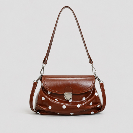 Sacs À Bandoulière Pour Femmes En Pu À Pois Et Accessoires Métalliques Style Bureau