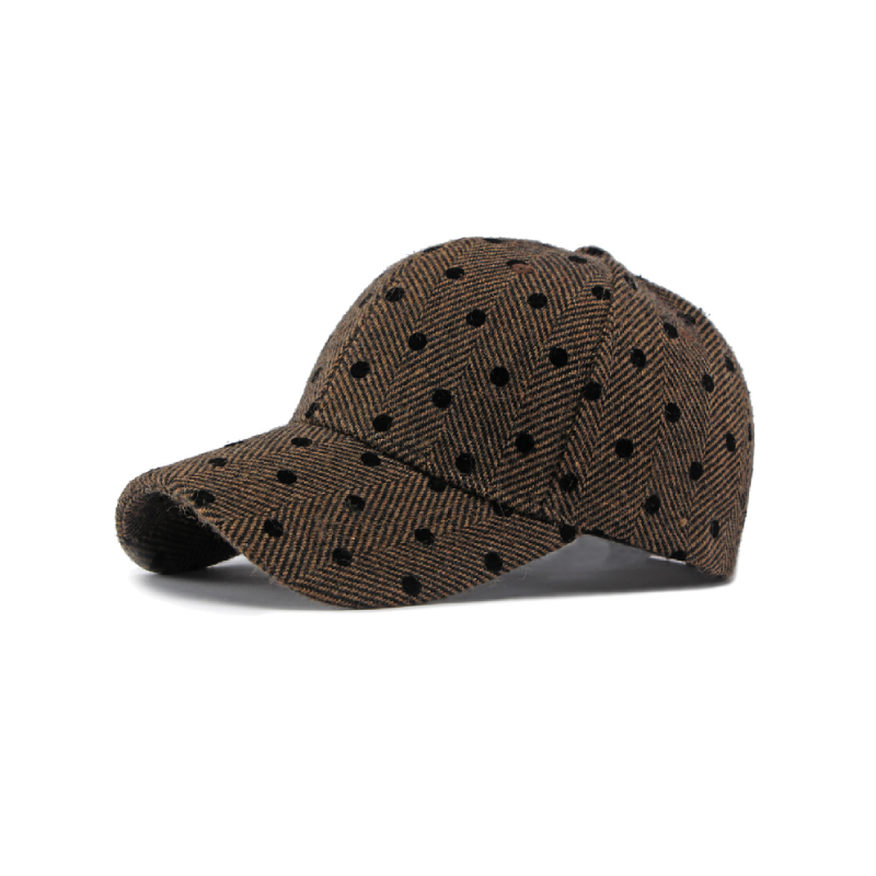Casquette De Baseball Femme Simple Series Rétro À Pois Unis En Coton Image2