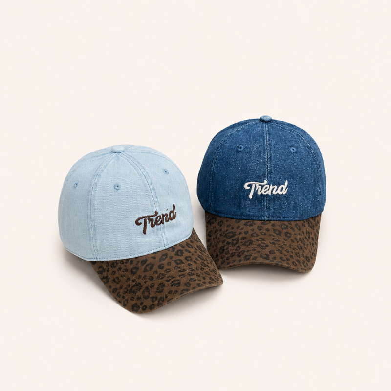 Casquette De Baseball Décontractée En Coton À Imprimé Léopard Et Lettres Multicolores, Série Simple Image2