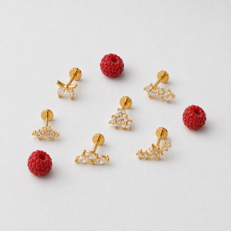 Boucles d'oreilles perçantes élégantes en forme de fleur, couleur cuivre et or, zircone, pour femme, 1 pièce