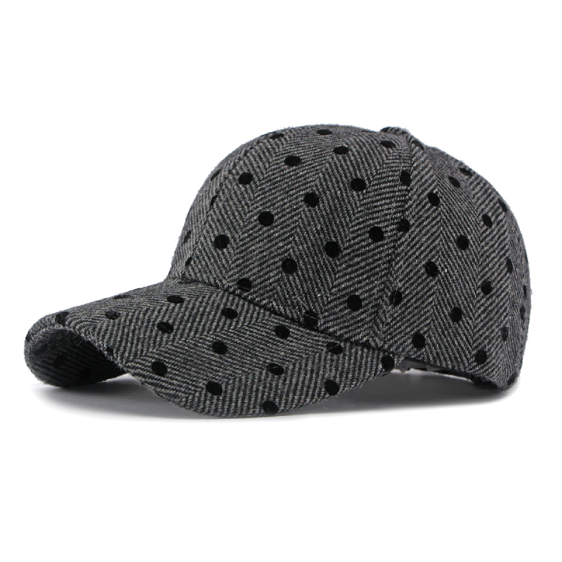 Casquette De Baseball Femme Simple Series Rétro À Pois Unis En Coton 