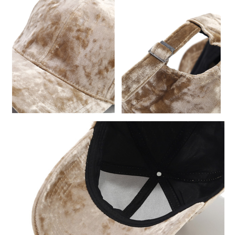Casquette De Baseball Rétro En Velours Uni Couleur Simple Series h5Image3