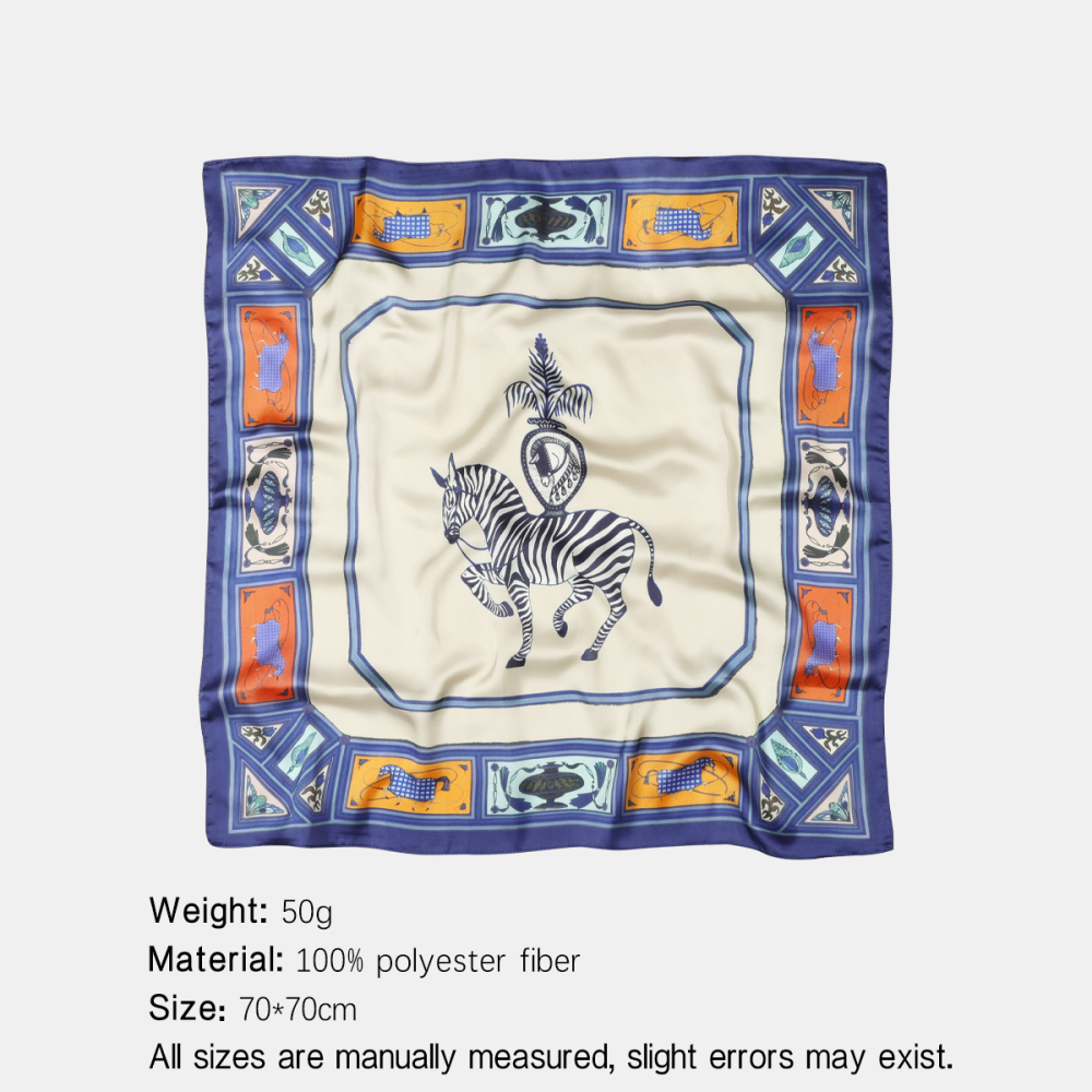 Bandana Vintage En Polyester À Imprimé Zèbre Pour Femme