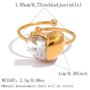 Bagues Simple Series Daily Heart En Acier Inoxydable Étanche Couleur Or Avec Zircon. h5