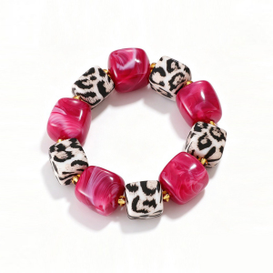 Bracelets En Résine À Perles Imprimé Léopard Rétro Pour Femmes h5 Image2