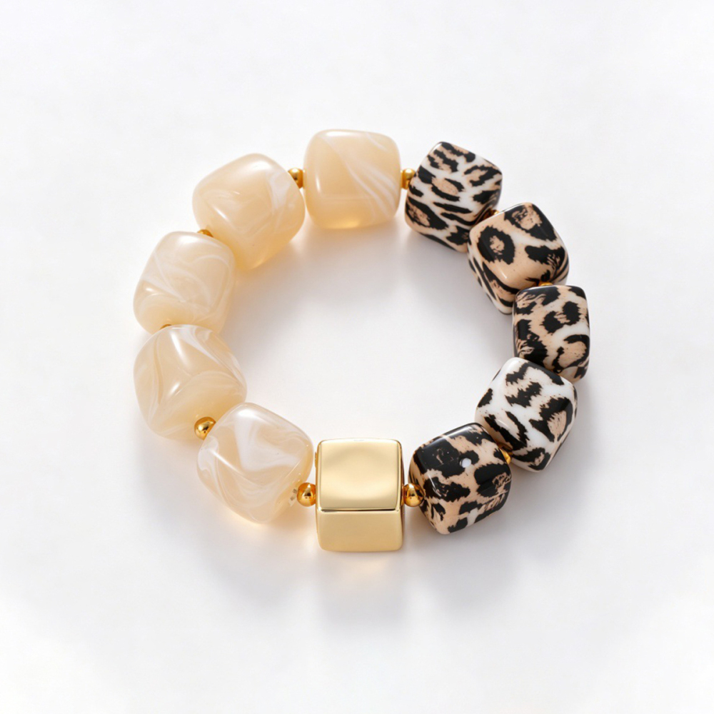 Bracelets En Résine À Perles Imprimé Léopard Rétro Pour Femmes h5Image2