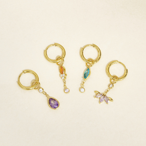 Boucles D'Oreilles Pendantes Pour Femmes, En Acier Inoxydable Étanche, Couleur Or, Avec Zircon. h5 Image3