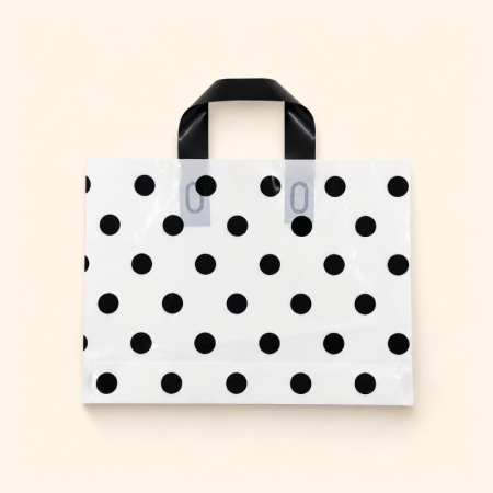 50 sacs cabas carrés en plastique imprimés à pois, style décontracté