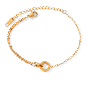 Colliers Pendentifs Pour Femmes, Collection Simple Series Daily Patchwork Circle, En Acier Inoxydable Étanche, Couleur Or h5 