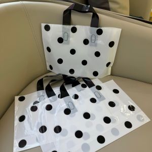 50 Sacs Cabas Carrés En Plastique Imprimés À Pois, Style Décontracté h5 Image4