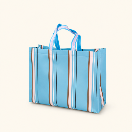 Sacs cabas carrés en polypropylène tissé à rayures imprimées et couleurs assorties, style décontracté 2