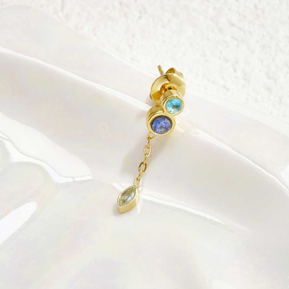 Boucles D'Oreilles Pendantes Pour Femmes, En Acier Inoxydable Étanche, Couleur Or, Avec Zircon. Image2