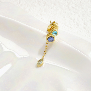 Boucles D'Oreilles Pendantes Pour Femmes, En Acier Inoxydable Étanche, Couleur Or, Avec Zircon. h5 Image2
