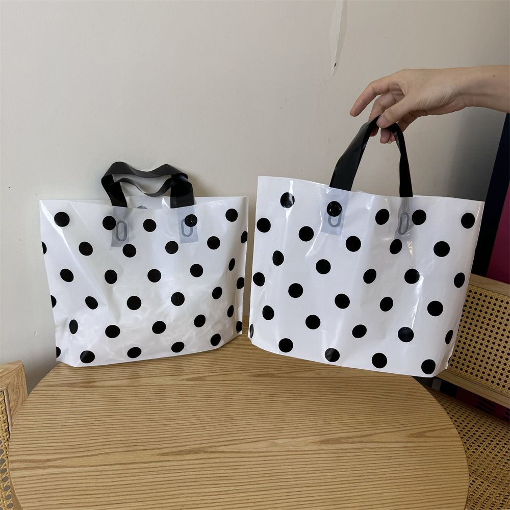 50 Sacs Cabas Carrés En Plastique Imprimés À Pois, Style Décontracté Image3