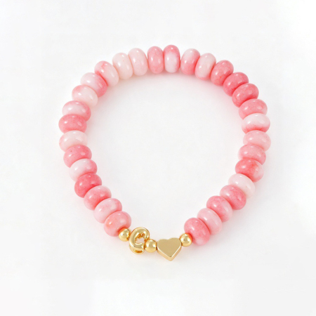 Bracelets de perles simples en forme de cœur avec lettres et pierres naturelles pour femmes 2