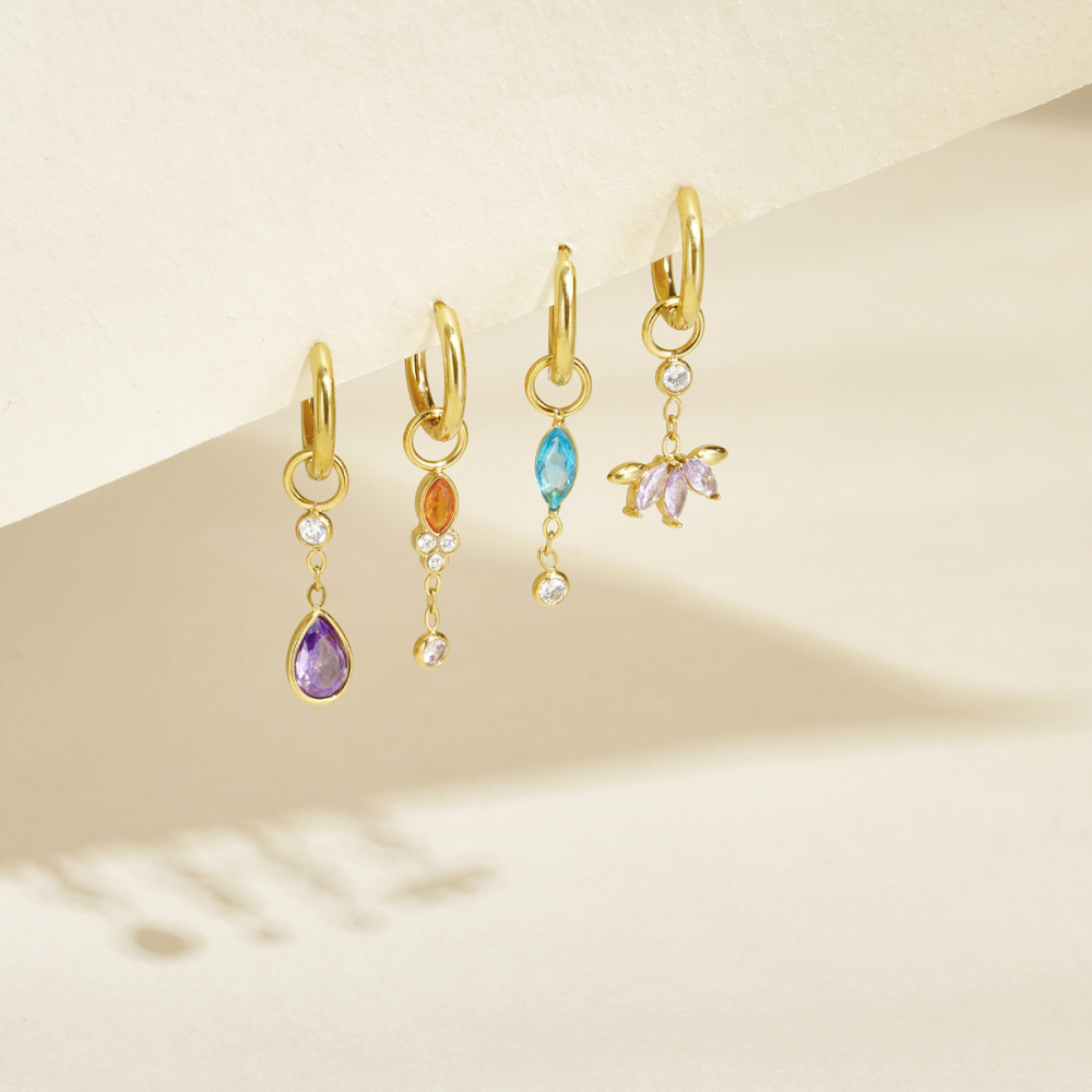 Boucles D'Oreilles Pendantes Pour Femmes, En Acier Inoxydable Étanche, Couleur Or, Avec Zircon. Image2