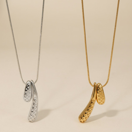 Colliers Pendentifs Pour Femmes En Acier Inoxydable Étanche, Couleur Or, Motif Goutte Simple