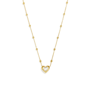 Colliers À Maillons Pour Femmes En Acier Inoxydable, Étanches, Couleur Or, Avec Zircon Et Motif Cœur h5 Image4
