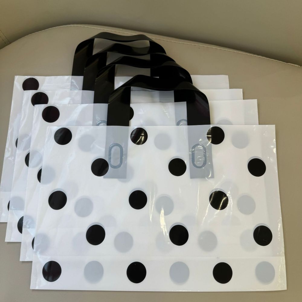 50 Sacs Cabas Carrés En Plastique Imprimés À Pois, Style Décontracté Image5
