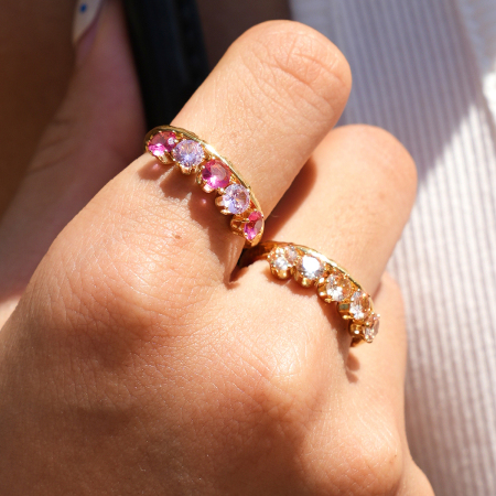 Bagues En Acier Inoxydable Étanches Couleur Or Avec Pierre Précieuse Zircon