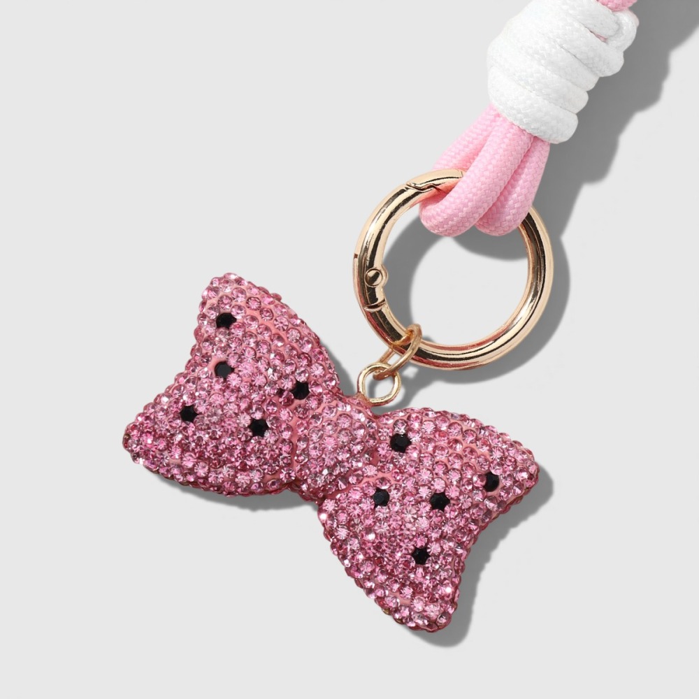 Porte-Clés Luxueux En Alliage, Orné De Strass Et D'Un Nœud Papillon À Pois Cerise. Image6