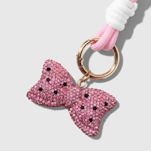 Porte-Clés Luxueux En Alliage, Orné De Strass Et D'Un Nœud Papillon À Pois Cerise. h5 Image6