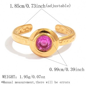 Bague Ronde En Acier Inoxydable Étanche Couleur Or Avec Pierre Précieuse Zircon h5