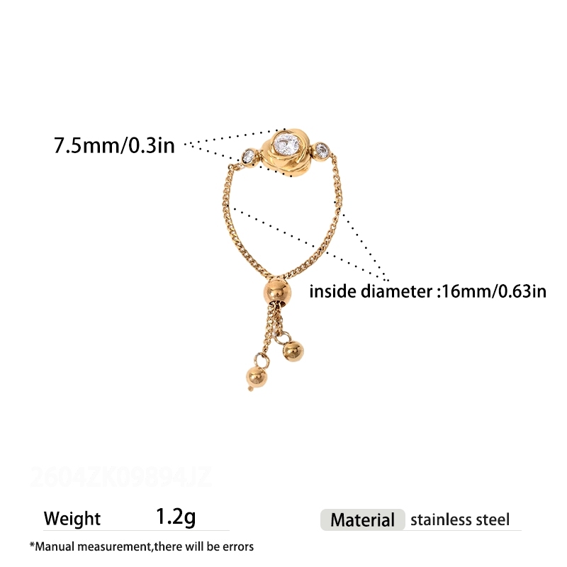 Bagues En Acier Inoxydable Étanches Couleur Or Avec Zircon, Motif Floral 