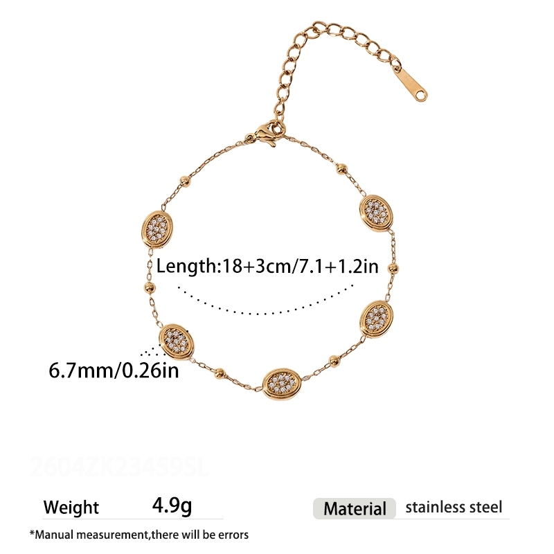 Bracelet Chaîne Pour Femme En Acier Inoxydable Doré, Imperméable, De Forme Géométrique Et Orné De Zircon. 