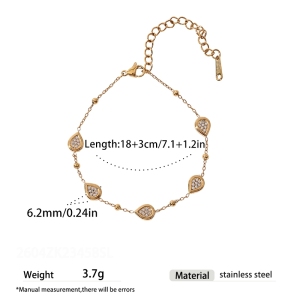 Bracelets À Breloques Pour Femmes En Acier Inoxydable Étanche En Forme De Goutte, Couleur Or, Avec Zircon. h5