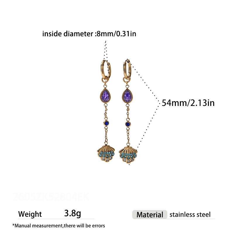 Boucles D'Oreilles Pendantes Pour Femmes, En Acier Inoxydable, Étanches, Couleur Or, Avec Zircon, En Forme De Goutte 