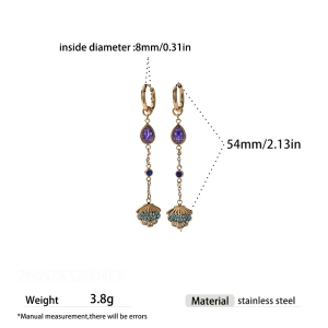 Boucles D'Oreilles Pendantes Pour Femmes, En Acier Inoxydable, Étanches, Couleur Or, Avec Zircon, En Forme De Goutte h5 