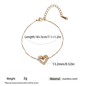 Bracelets À Breloques Pour Femmes Sweet Heart En Acier Inoxydable Étanche Couleur Or Et Zircon h5 