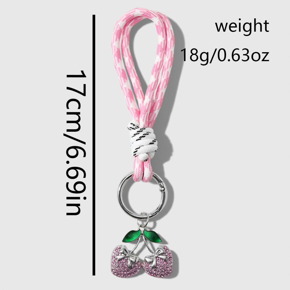 Porte-Clés Luxueux En Alliage, Orné De Strass Et D'Un Nœud Papillon À Pois Cerise. Image2