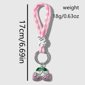 Porte-Clés Luxueux En Alliage, Orné De Strass Et D'Un Nœud Papillon À Pois Cerise. h5 Image2