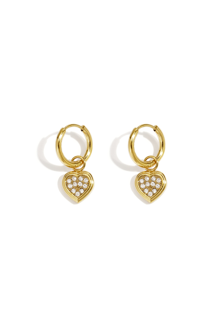 Boucles D'Oreilles Pendantes En Acier Inoxydable En Forme De Cœur, Collection Daily Simple, Bijoux Pour Femmes