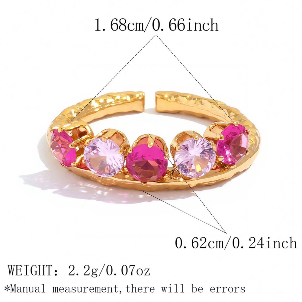 Bagues En Acier Inoxydable Étanches Couleur Or Avec Pierre Précieuse Zircon 