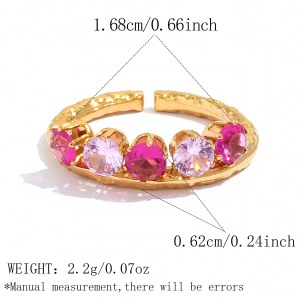 Bagues En Acier Inoxydable Étanches Couleur Or Avec Pierre Précieuse Zircon h5 