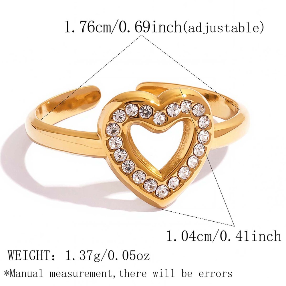 Bagues Tendance Simple Series Daily Heart En Acier Inoxydable Étanche Couleur Or 