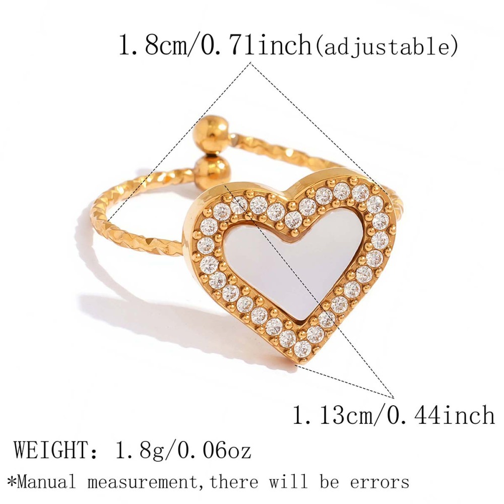 Bagues Tendance Simple Series Daily Heart Circle En Acier Inoxydable Étanche Couleur Or 