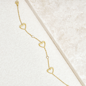 Bracelet Chaîne Femme En Acier Inoxydable, Imperméable, Couleur Or, Avec Zircon Et Motif Cœur Simple h5 Image3