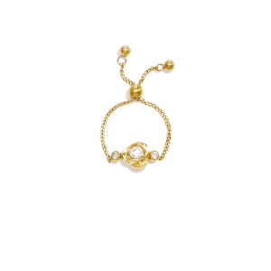 Bagues En Acier Inoxydable Étanches Couleur Or Avec Zircon, Motif Floral h5 Image4