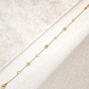 Bracelet Chaîne Pour Femme En Acier Inoxydable Doré, Imperméable, De Forme Géométrique Et Orné De Zircon. h5 Image3